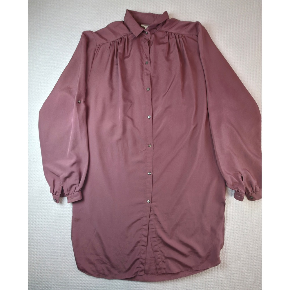 Campus Casuals Long Sleeve Blouse Women S Mauve Button Down Tunic Flawed